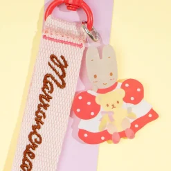 Marron Cream Embroidered Tag Key Holder