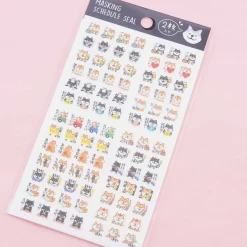 Masking Schedule Seal Square Sticker Set - Shiba Inu