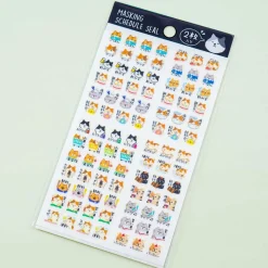 Masking Schedule Seal Square Sticker Set - Cats