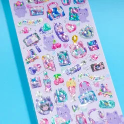 Melty Couleur Purple Cat Holographic Puffy Stickers