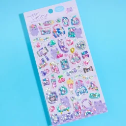 Melty Couleur Purple Cat Holographic Puffy Stickers