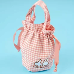 Miffy Gingham Drawstring Handbag