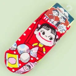 Milky Smiling Peko-Chan Polka Dot Socks