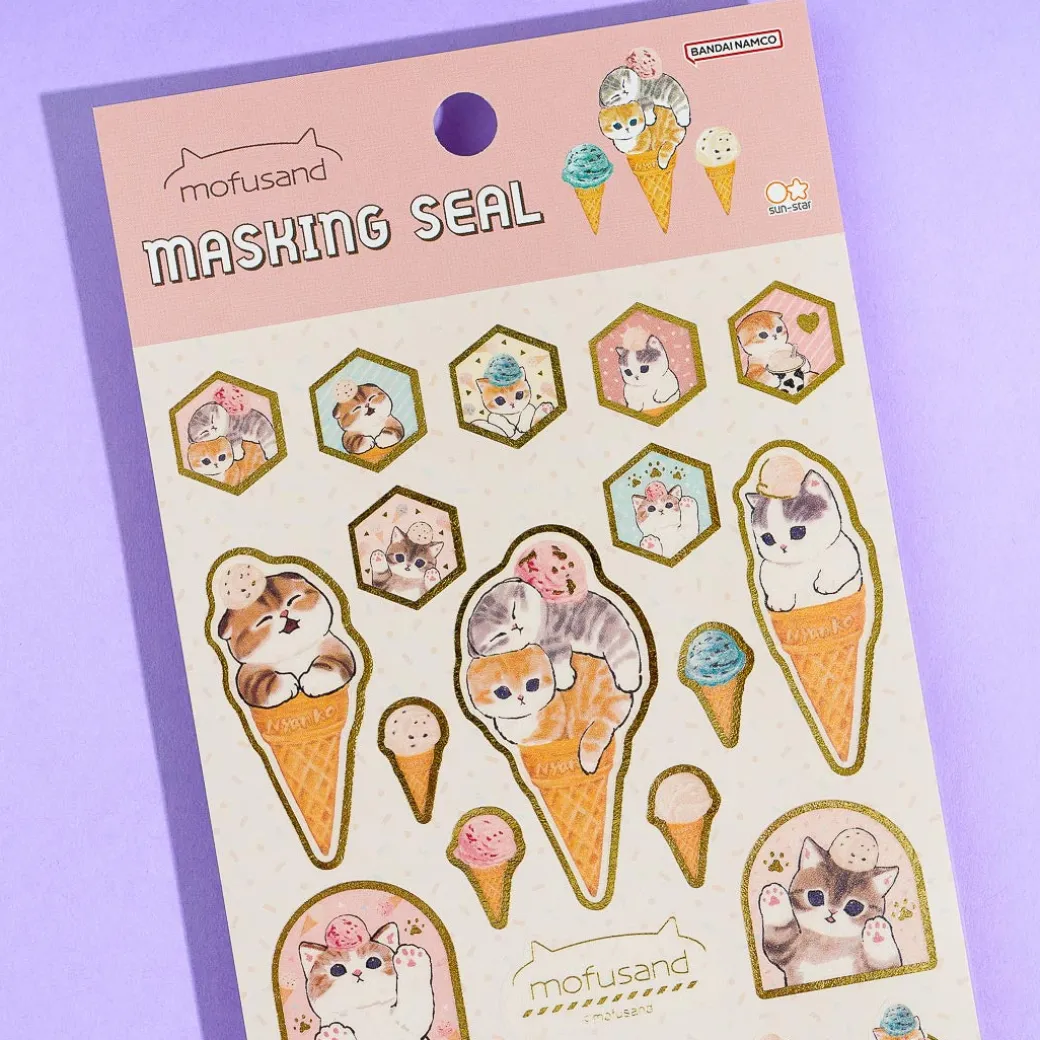 Mofusand Golden Neko Ice Cream Masking Stickers