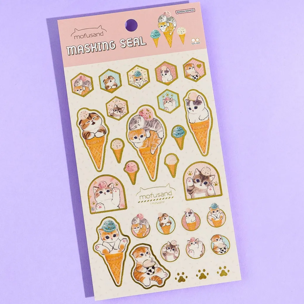 Mofusand Golden Neko Ice Cream Masking Stickers