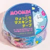 Moomin Hyokkori Maru Masking Tape - Blue Flower Garden