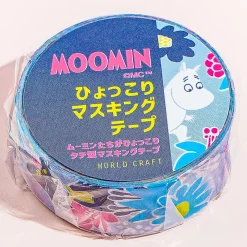 Moomin Hyokkori Maru Masking Tape - Blue Flower Garden