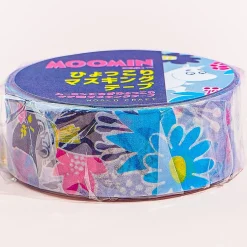 Moomin Hyokkori Maru Masking Tape - Blue Flower Garden