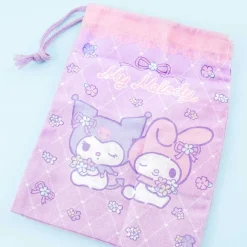 My Melody & Kuromi Flowery Drawstring Pouch