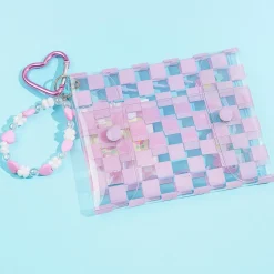 My Melody Checkered Clear Flat Pouch With Charm