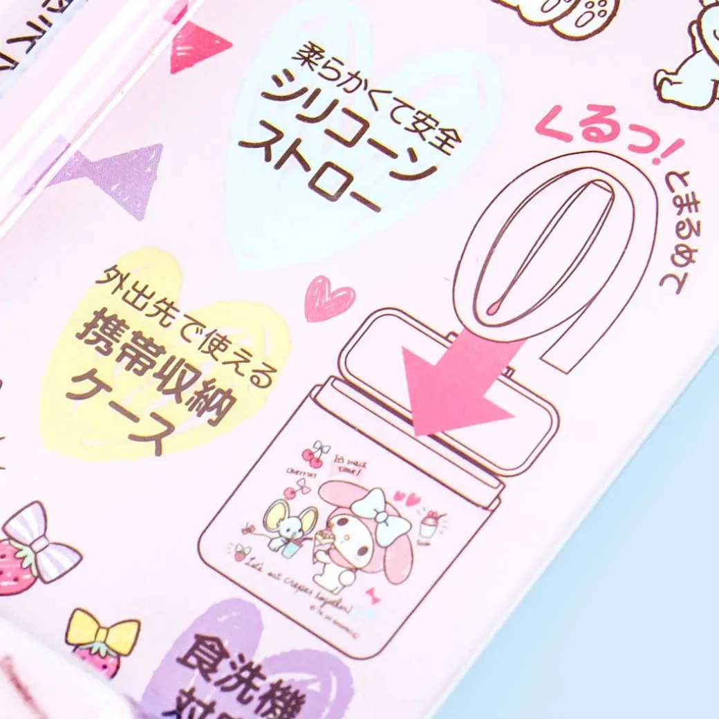 My Melody Pastel Pink Silicone Straw With Case