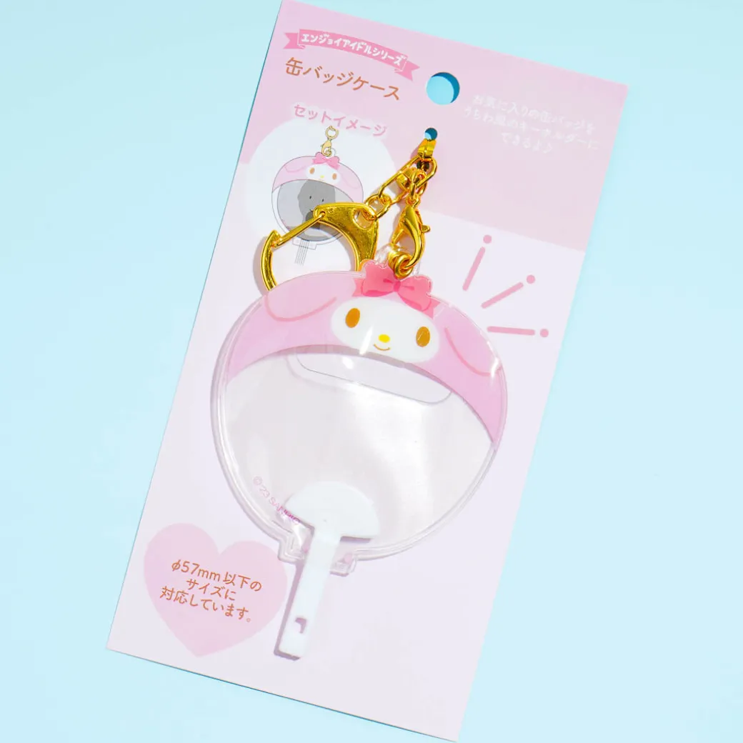 My Melody Uchiwa Fan Can Badge Case