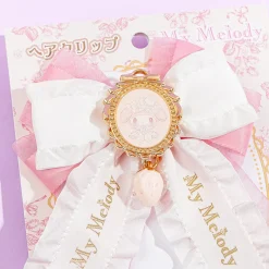 My Melody White Strawberry Tea Time Ribbon Hair Clip