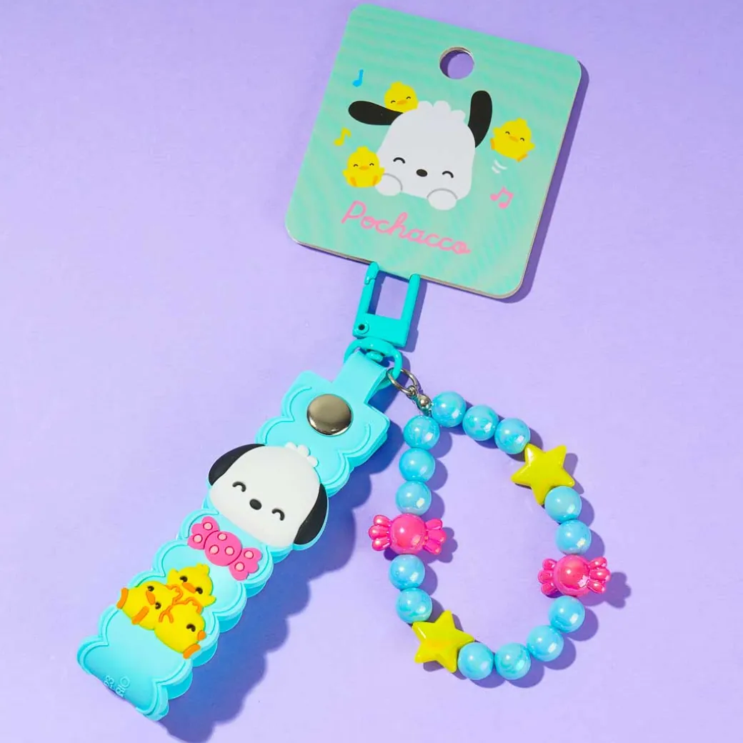 Pochacco Keychain With Beaded Bracelet
