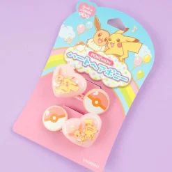Pokemon Hearts & Pokeballs Hair Tie Set - Pikachu & Eevee / 2 pcs