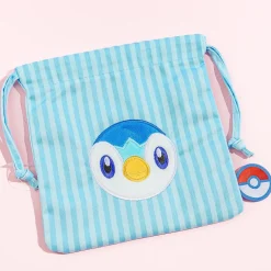 Pokemon Striped Drawstring Pouch - Piplup