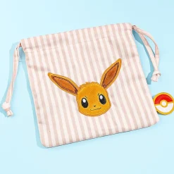 Pokemon Striped Drawstring Pouch - Eevee