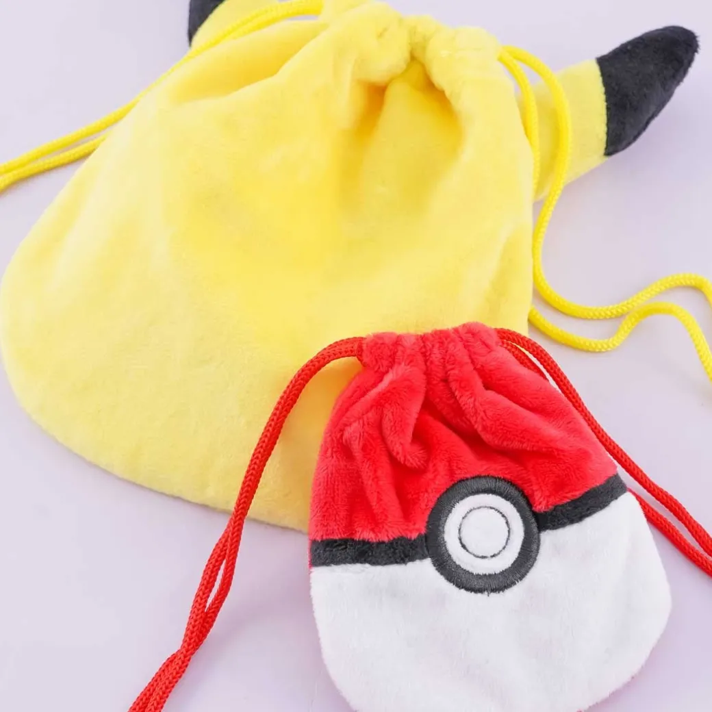 Pokémon Plush Drawstring Pouch Set - Pikachu & Pokéball
