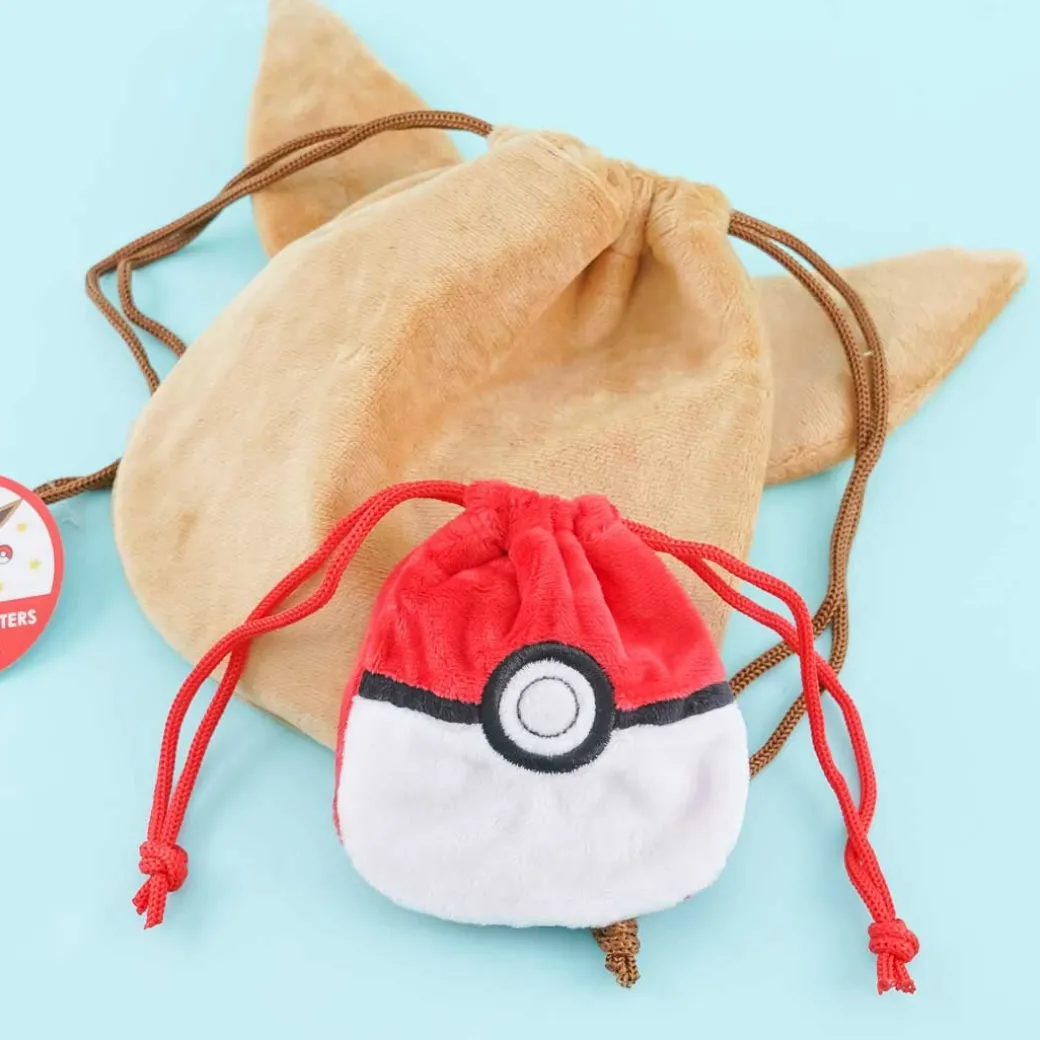 Pokémon Plush Drawstring Pouch Set - Eevee & Pokéball