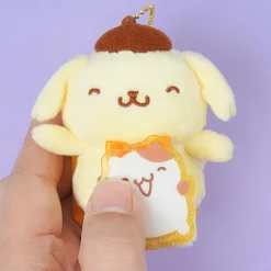 Pompompurin & Muffin Plush Charm With Acrylic Badge