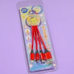 Pompompurin Glow-In-The-Dark Multi-Charging Cable & Keychain