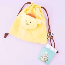Pompompurin x Nagano Fluffy Face Drawstring Pouch