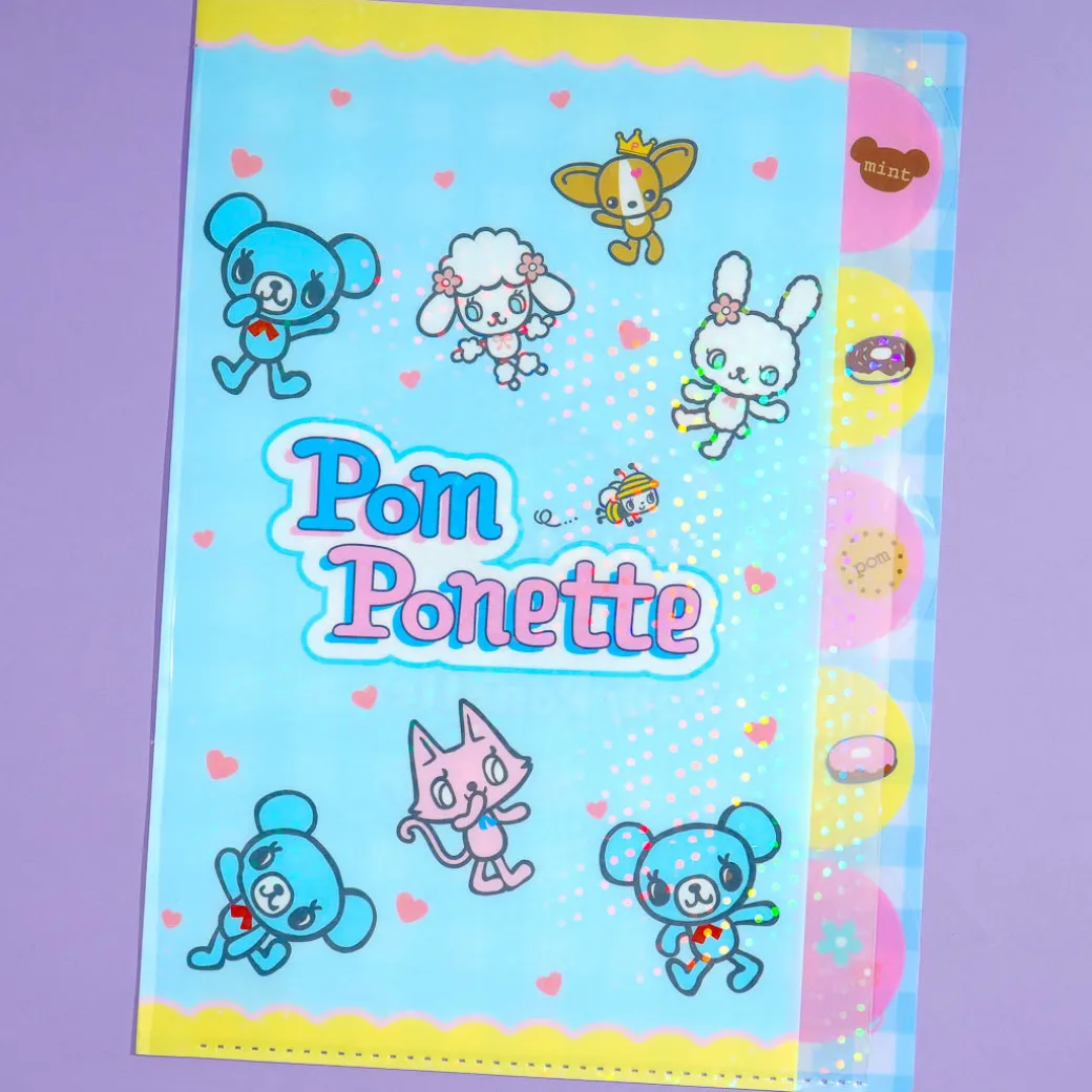 Pomponette Glittery Multi-Pocket Clear File
