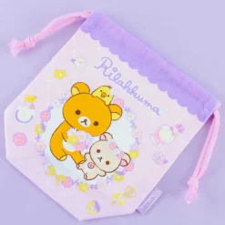 Rilakkuma Floral Drawstring Bag