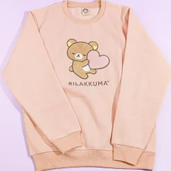 Rilakkuma Heart Hug Sweatshirt - Pink Beige / Large