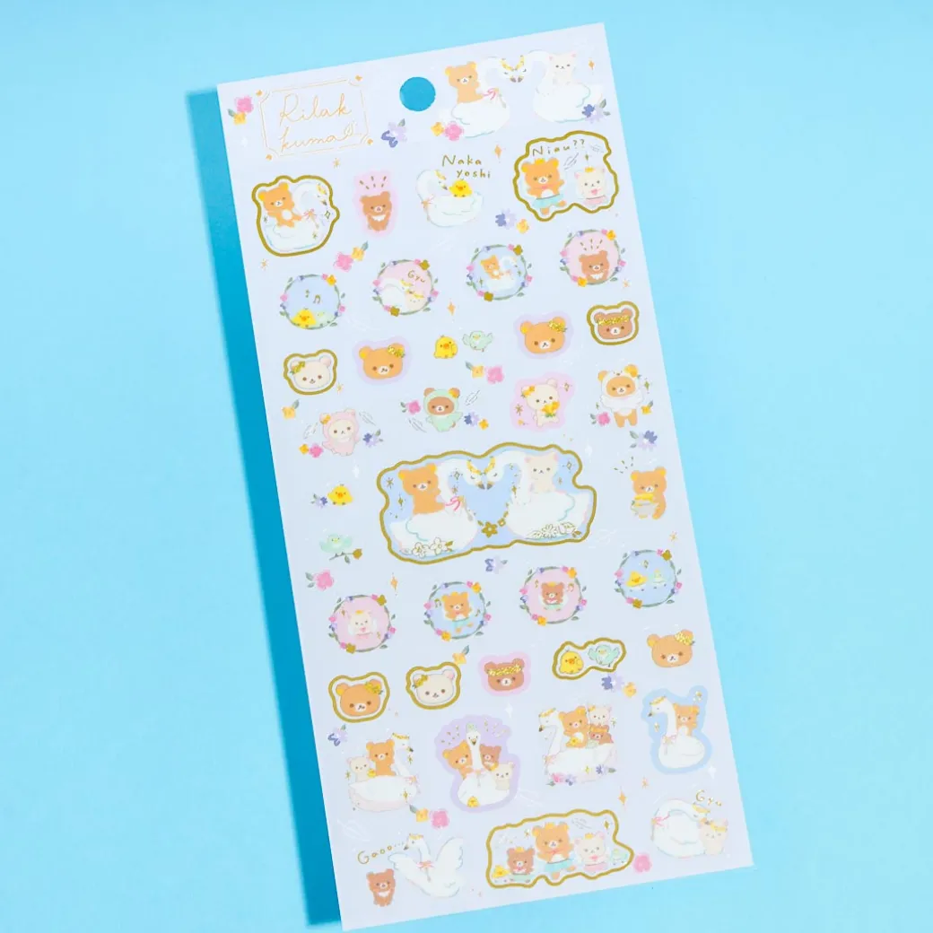 Rilakkuma Swan & Golden Flower Stickers - Spring Dance