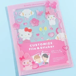 Sanrio Characters Customized Mini Clear File & Sticker Set - Pink