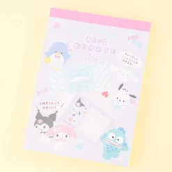 Sanrio Characters Play Origami Striped Memo Pad