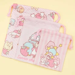 Sanrio Characters Strawberry Love Drawstring Pouch Set