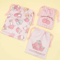 Sanrio Characters Strawberry Love Drawstring Pouch Set