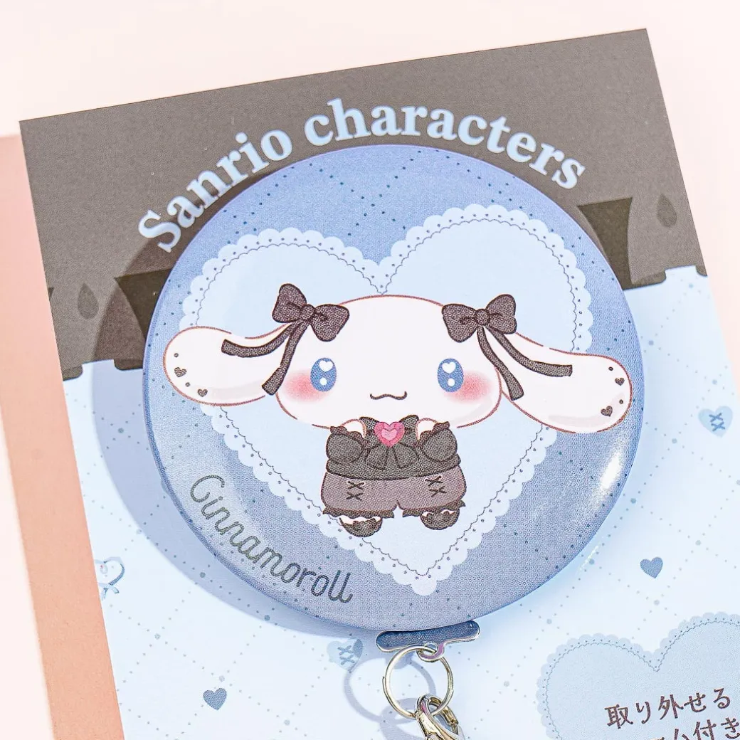 Sanrio Characters Uruuru Heart Can Badge With Charm - Cinnamoroll