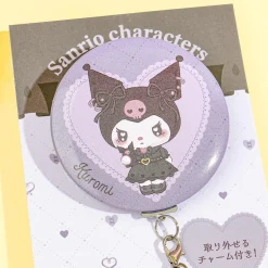 Sanrio Characters Uruuru Heart Can Badge With Charm - Kuromi