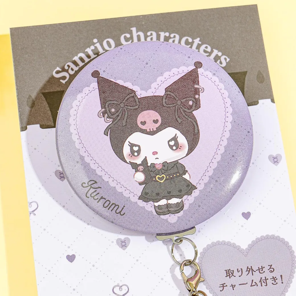 Sanrio Characters Uruuru Heart Can Badge With Charm - Kuromi