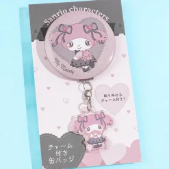 Sanrio Characters Uruuru Heart Can Badge With Charm - My Melody