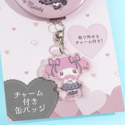 Sanrio Characters Uruuru Heart Can Badge With Charm - My Melody