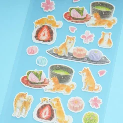 Shiba Inu & Sakura Wagashi Stickers