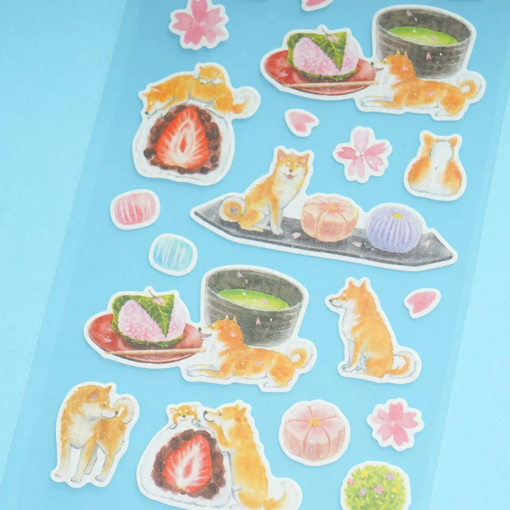 Shiba Inu & Sakura Wagashi Stickers