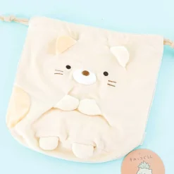 Sumikko Gurashi Fluffy Drawstring Pouch - Neko