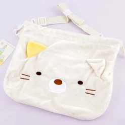 Sumikko Gurashi Fluffy Drawstring Pouch - Neko