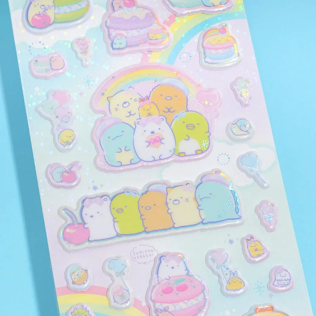 Sumikko Gurashi Holographic Puffy Stickers - Rainbow Dessert