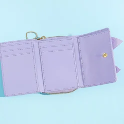Sumikko Gurashi Plaid Tri-Fold Wallet With Bow - Purple