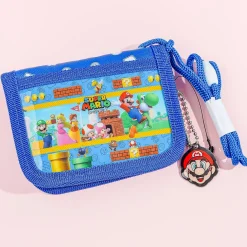 Super Mario Bi-Fold Wallet With Neck Strap - Navy Blue