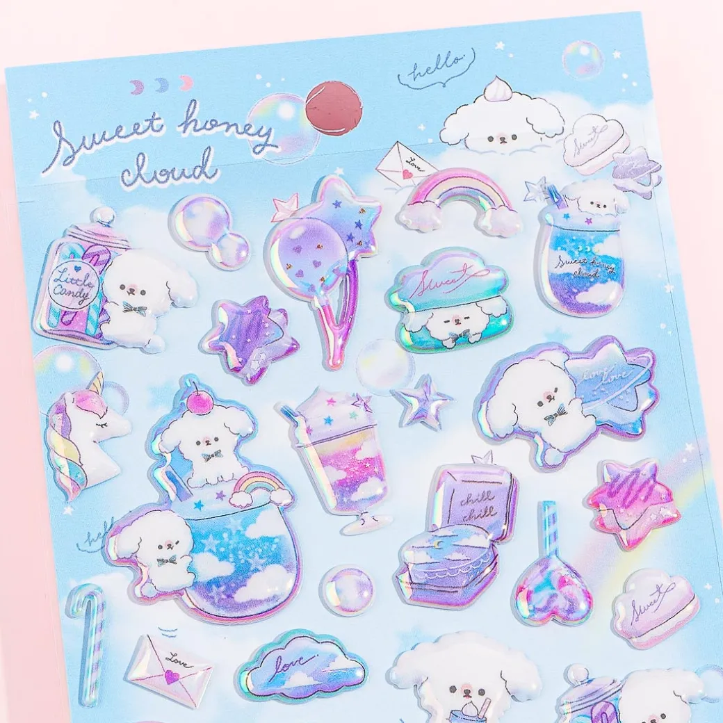 Sweet Honey Cloud Puffy Stickers