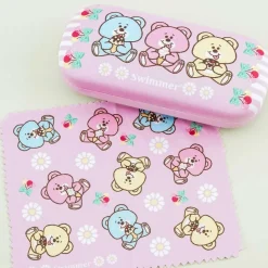 SWIMMER Cherry Bear Friends Eyeglass Hard Case