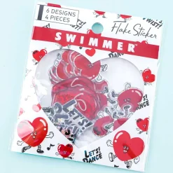 SWIMMER Dancing Hearts Puffy Sticker Flakes
