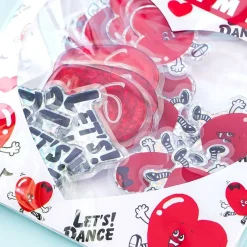 SWIMMER Dancing Hearts Puffy Sticker Flakes
